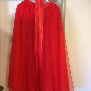 Chic Scarlet Red Long Tulle Skirt With Satin Sash